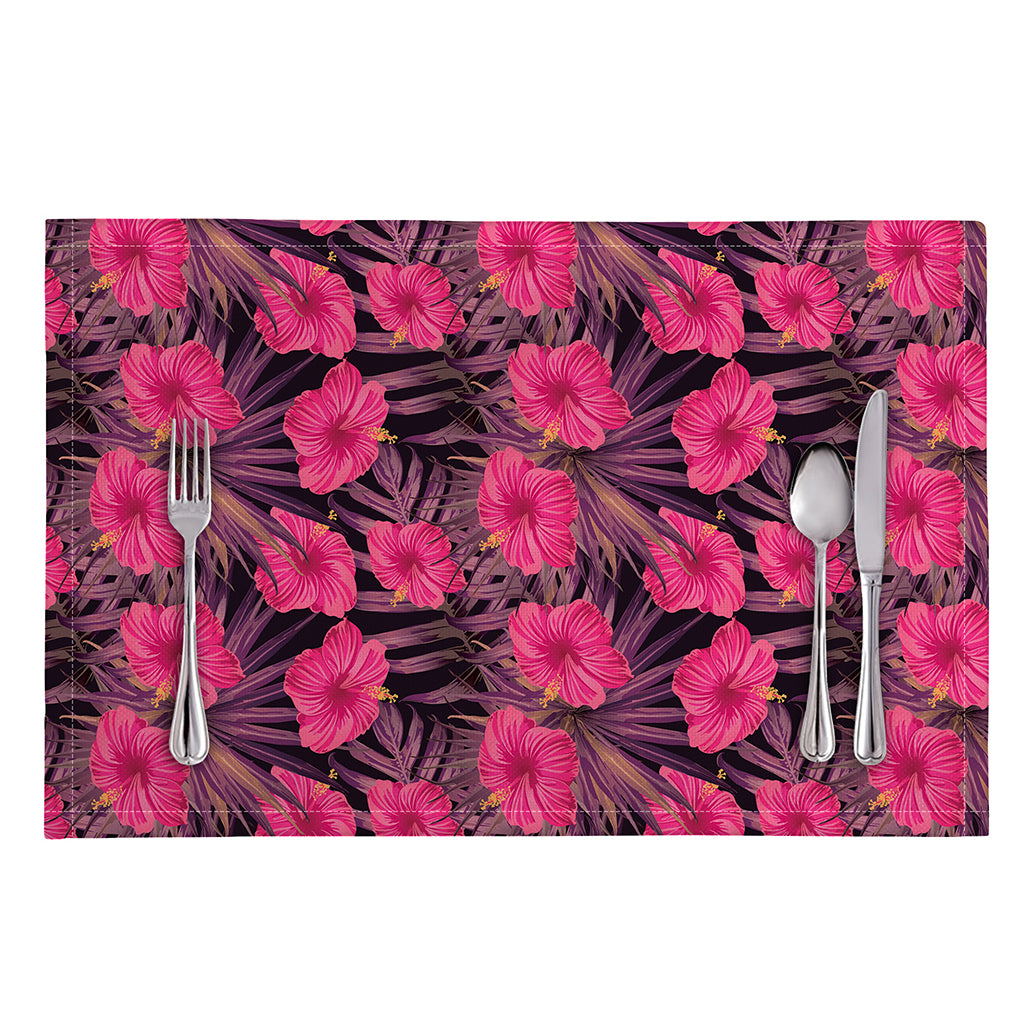 Pink Hawaiian Hibiscus Pattern Print Placemat