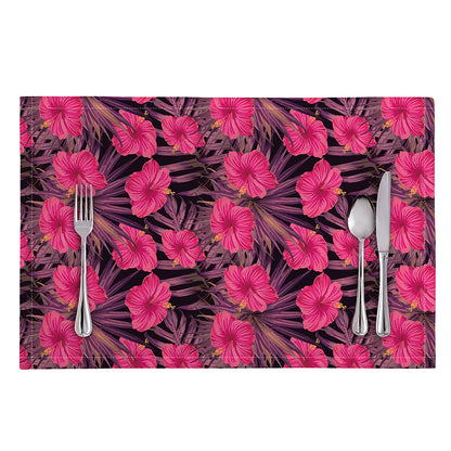 Pink Hawaiian Hibiscus Pattern Print Placemat