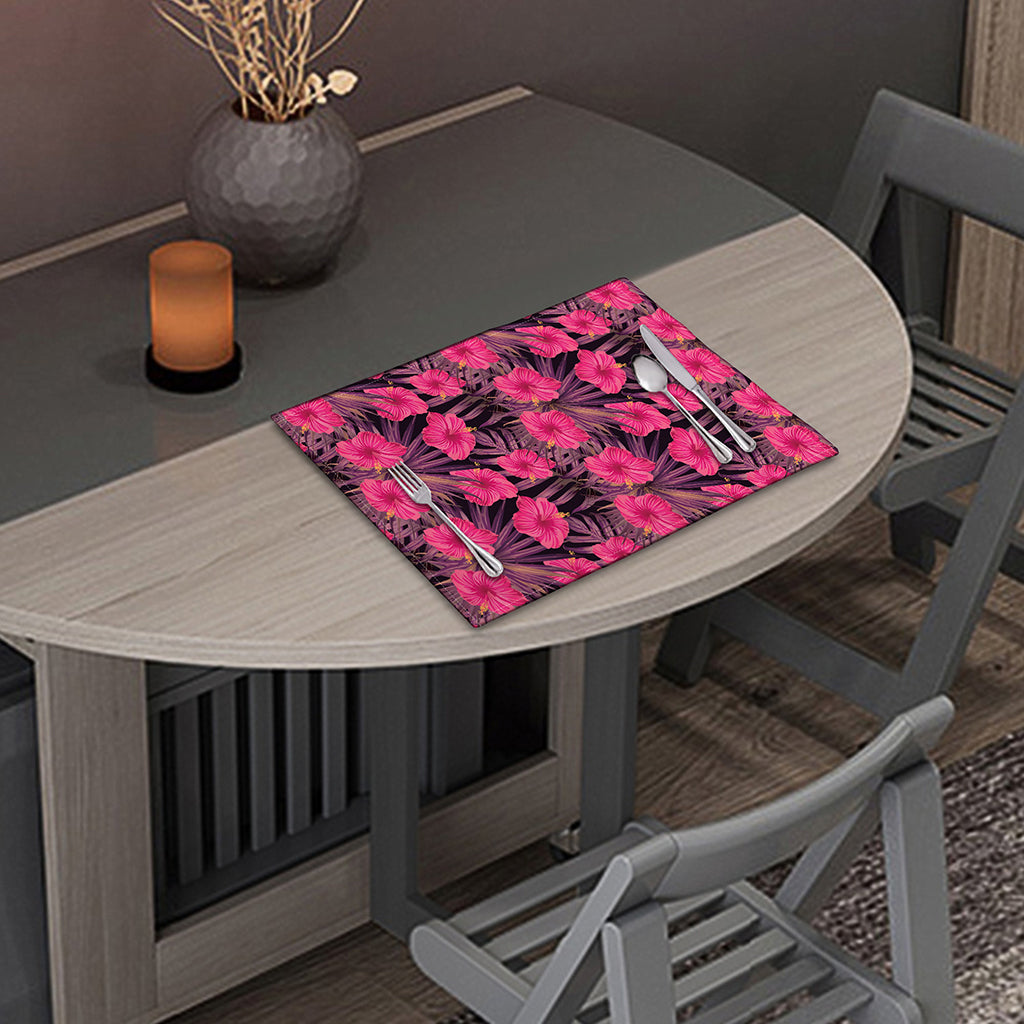 Pink Hawaiian Hibiscus Pattern Print Placemat