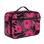 Pink Hawaiian Hibiscus Pattern Print Portable Lunch Bag