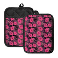 Pink Hawaiian Hibiscus Pattern Print Pot Holders With Pocket