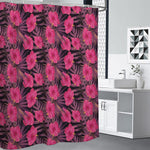 Pink Hawaiian Hibiscus Pattern Print Premium Shower Curtain
