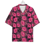 Pink Hawaiian Hibiscus Pattern Print Rayon Hawaiian Shirt