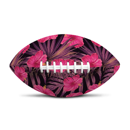 Pink Hawaiian Hibiscus Pattern Print Rugby Ball