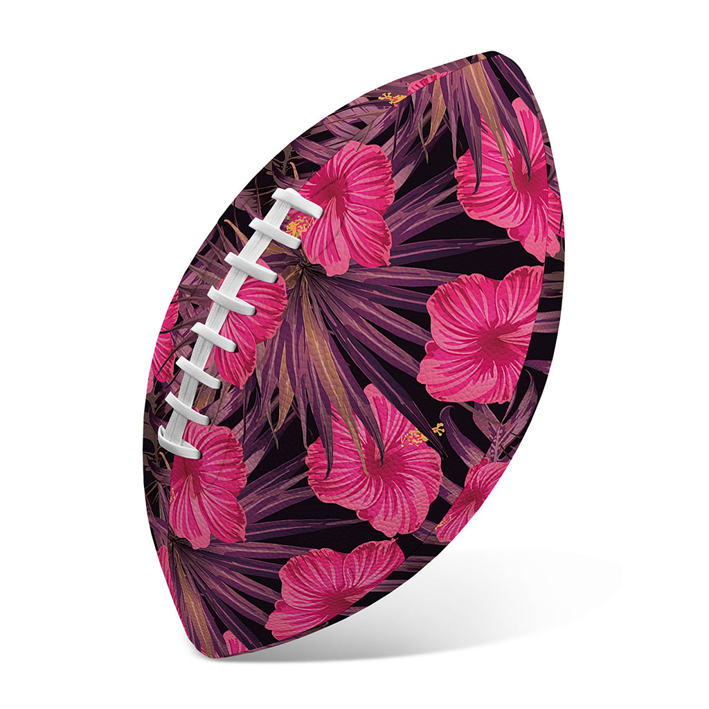 Pink Hawaiian Hibiscus Pattern Print Rugby Ball