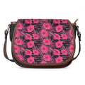 Pink Hawaiian Hibiscus Pattern Print Saddle Bag