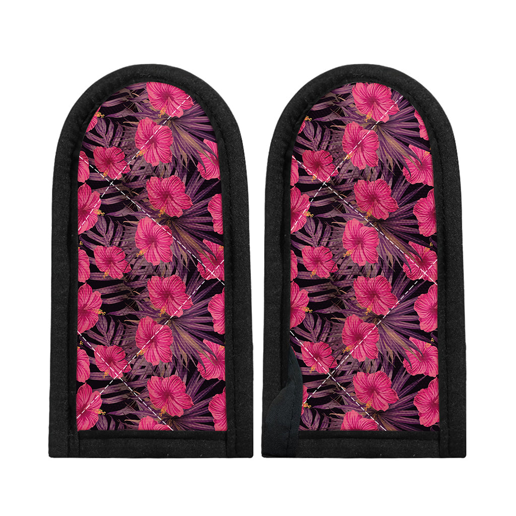 Pink Hawaiian Hibiscus Pattern Print Skillet Handle Cover