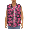 Pink Hawaiian Hibiscus Pattern Print Sleeveless Baseball Jersey