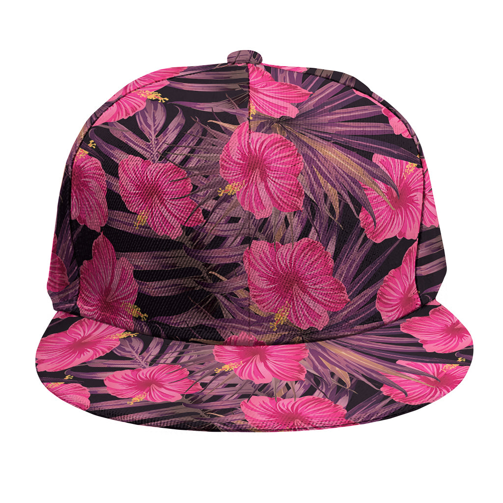 Pink Hawaiian Hibiscus Pattern Print Snapback Cap