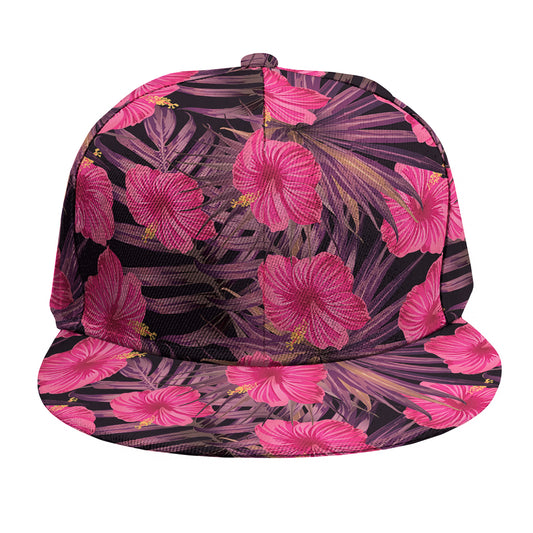 Pink Hawaiian Hibiscus Pattern Print Snapback Cap