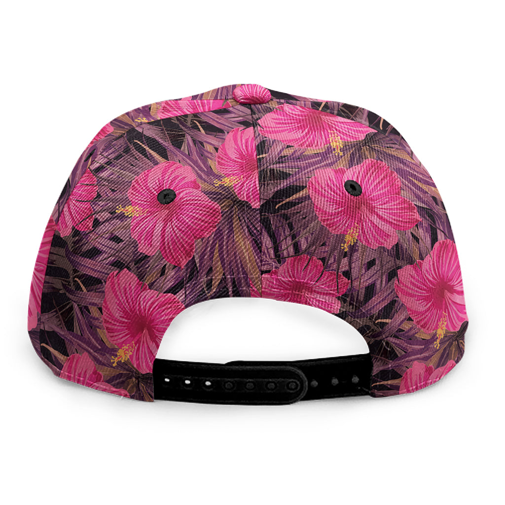 Pink Hawaiian Hibiscus Pattern Print Snapback Cap