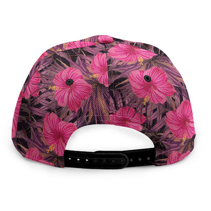 Pink Hawaiian Hibiscus Pattern Print Snapback Cap