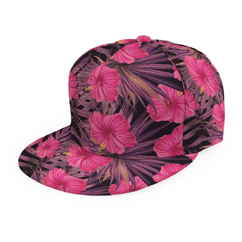 Pink Hawaiian Hibiscus Pattern Print Snapback Cap