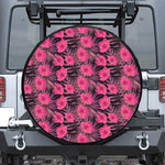 Pink Hawaiian Hibiscus Pattern Print Tire Cover