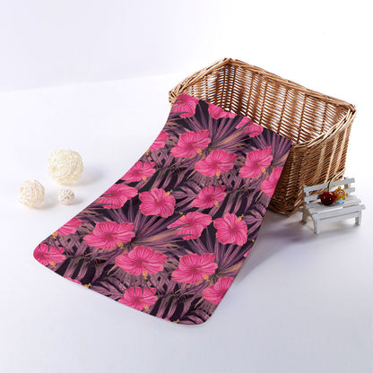 Pink Hawaiian Hibiscus Pattern Print Towel