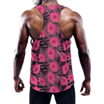 Pink Hawaiian Hibiscus Pattern Print Training Tank Top