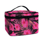 Pink Hawaiian Hibiscus Pattern Print Travel Makeup Bag