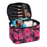 Pink Hawaiian Hibiscus Pattern Print Travel Makeup Bag