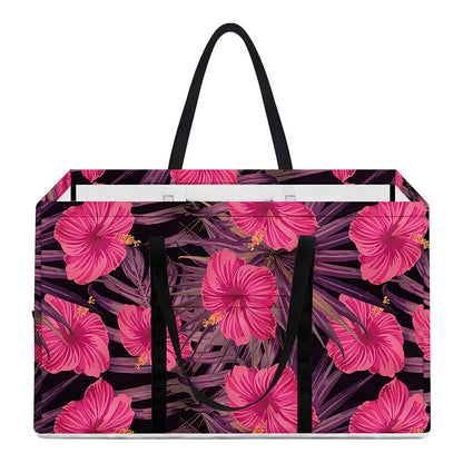 Pink Hawaiian Hibiscus Pattern Print Utility Tote Bag
