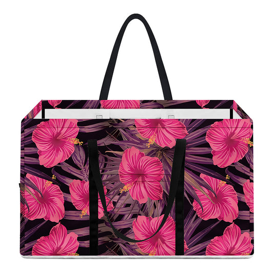 Pink Hawaiian Hibiscus Pattern Print Utility Tote Bag
