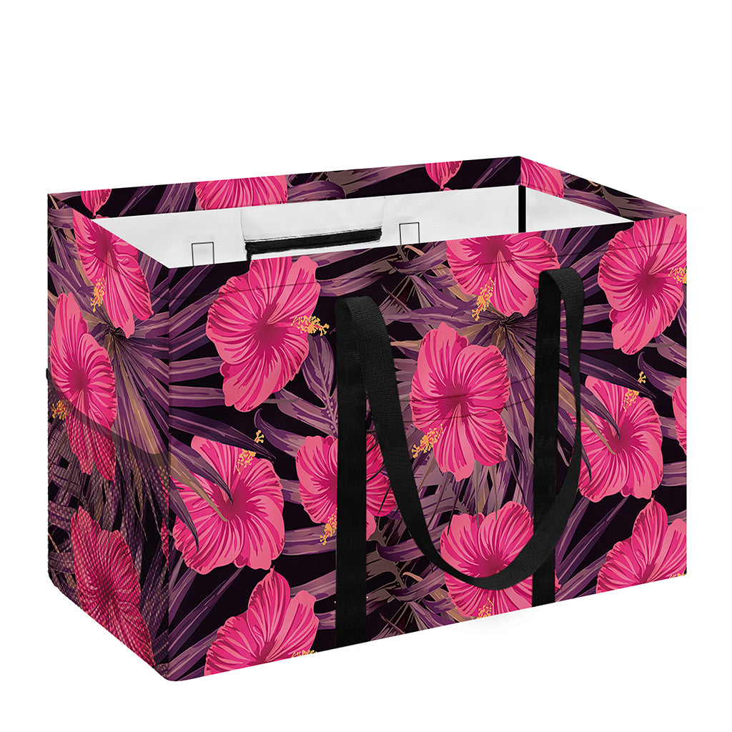 Pink Hawaiian Hibiscus Pattern Print Utility Tote Bag