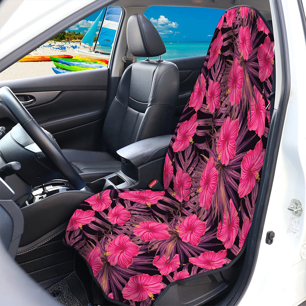 Pink Hawaiian Hibiscus Pattern Print Waterproof Car Seat Cover