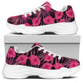 Pink Hawaiian Hibiscus Pattern Print White Chunky Shoes