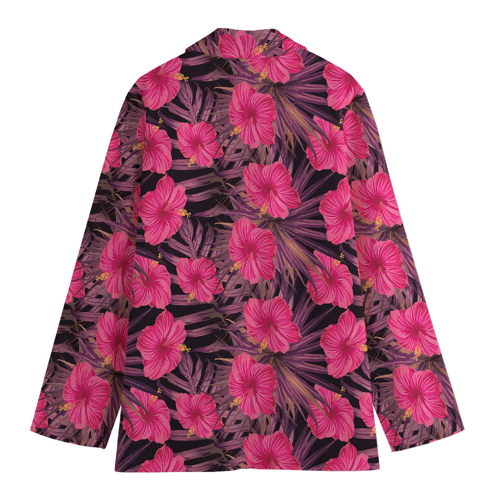 Pink Hawaiian Hibiscus Pattern Print Women's Blazer