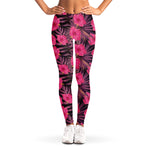 Pink Hawaiian Hibiscus Pattern Print Women's Leggings