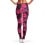 Pink Hawaiian Hibiscus Pattern Print Women's Leggings