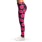 Pink Hawaiian Hibiscus Pattern Print Women's Leggings