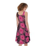 Pink Hawaiian Hibiscus Pattern Print Women's Sleeveless Dress