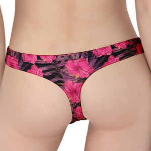 Pink Hawaiian Hibiscus Pattern Print Women's Thong