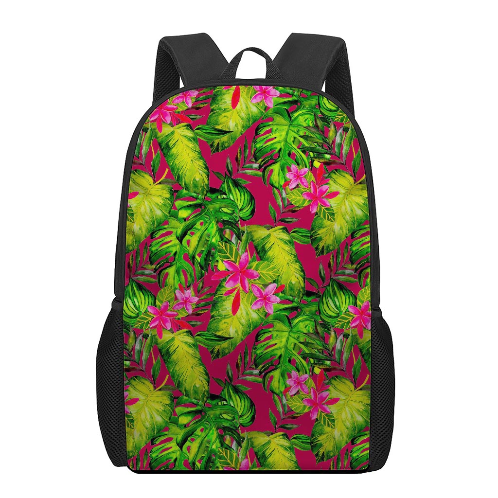 Pink Hawaiian Tropical Pattern Print 17 Inch Backpack