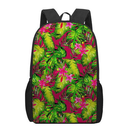Pink Hawaiian Tropical Pattern Print 17 Inch Backpack