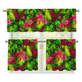 Pink Hawaiian Tropical Pattern Print 3 Piece Kitchen Curtains