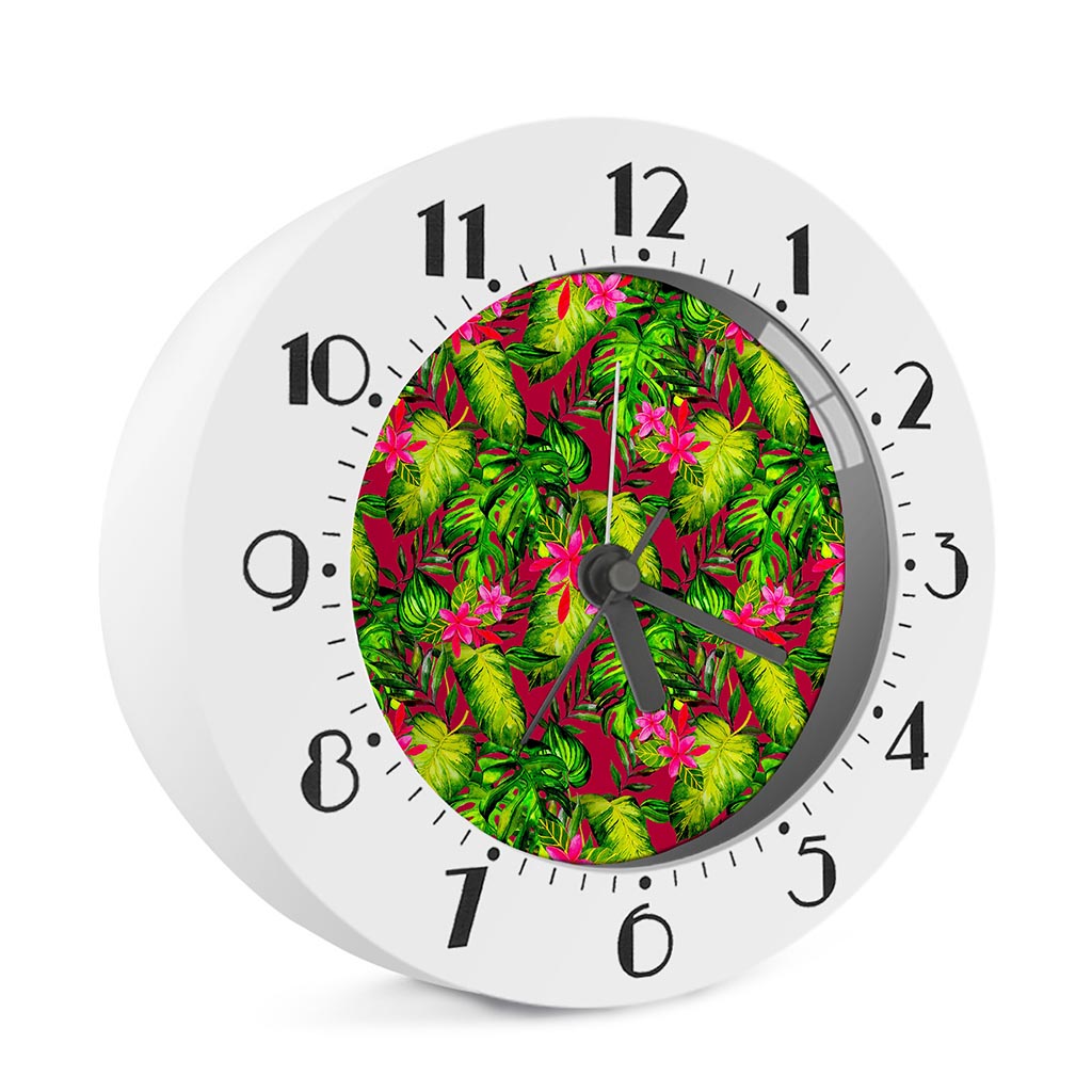 Pink Hawaiian Tropical Pattern Print Alarm Clock