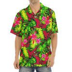 Pink Hawaiian Tropical Pattern Print Aloha Shirt