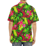 Pink Hawaiian Tropical Pattern Print Aloha Shirt