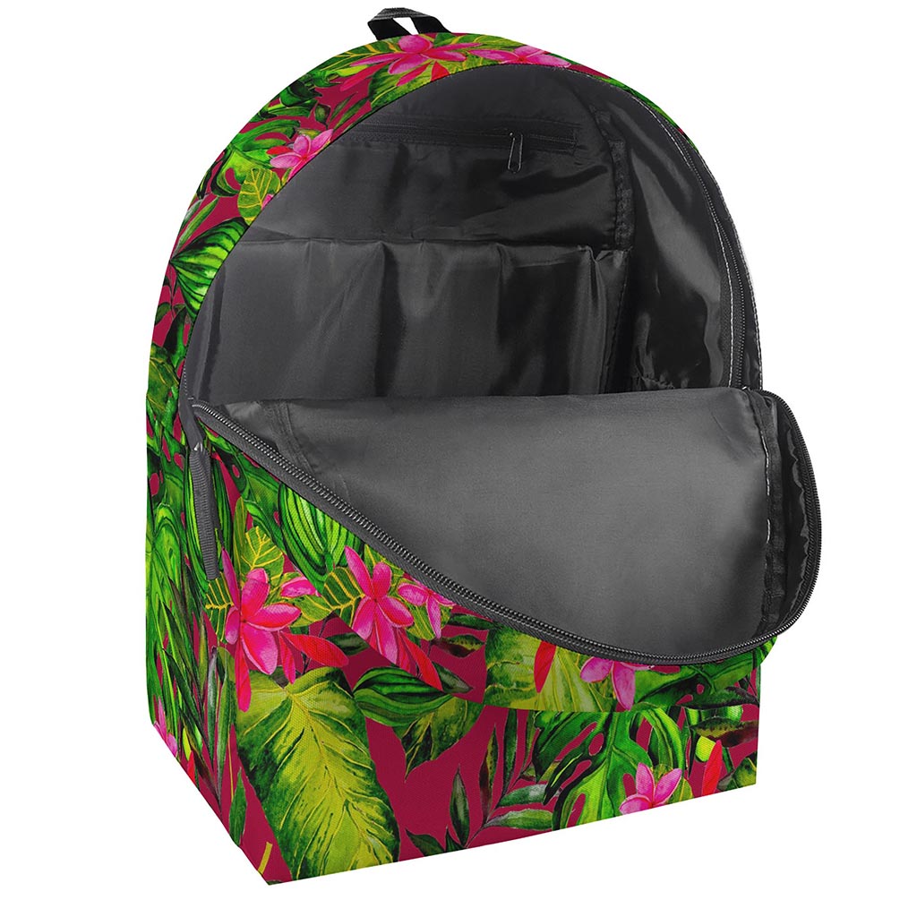Pink Hawaiian Tropical Pattern Print Backpack