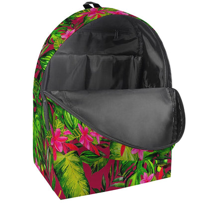 Pink Hawaiian Tropical Pattern Print Backpack
