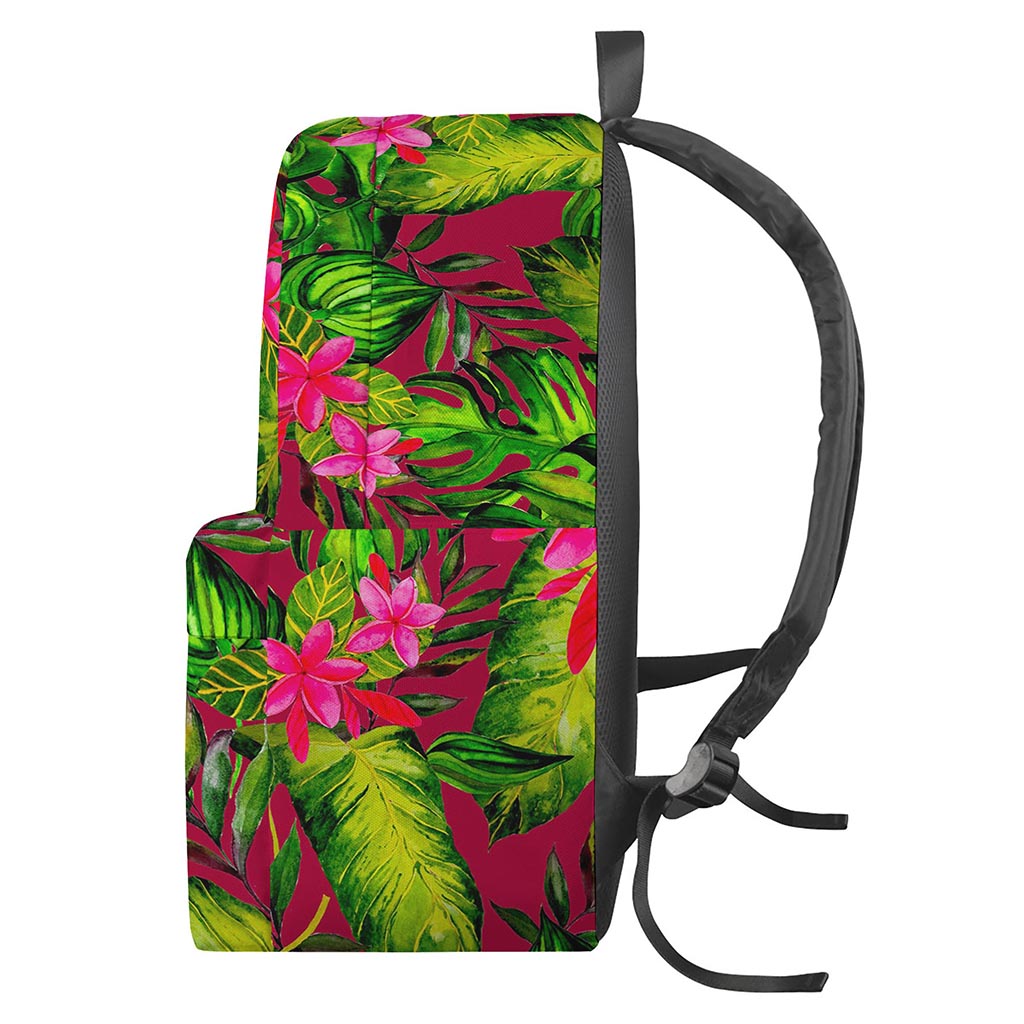Pink Hawaiian Tropical Pattern Print Backpack