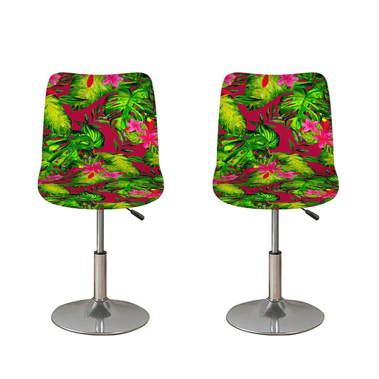 Pink Hawaiian Tropical Pattern Print Bar Stool Covers