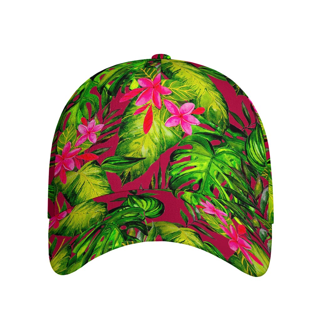 Pink Hawaiian Tropical Pattern Print Baseball Cap