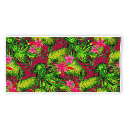 Pink Hawaiian Tropical Pattern Print Beach Towel