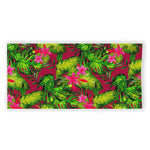 Pink Hawaiian Tropical Pattern Print Beach Towel