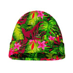 Pink Hawaiian Tropical Pattern Print Beanie