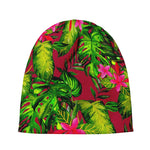 Pink Hawaiian Tropical Pattern Print Beanie