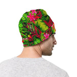 Pink Hawaiian Tropical Pattern Print Beanie