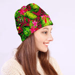 Pink Hawaiian Tropical Pattern Print Beanie
